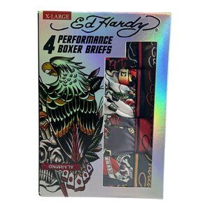 Ed Hardy Men's Performance Boxer Briefs 4-Pack Comfort Stretch Size XL NWT